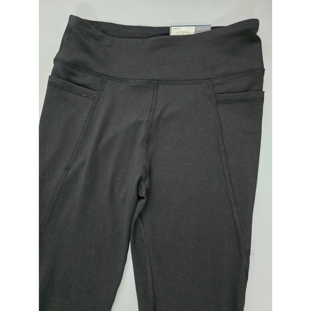 Tek Gear Girls Black Luxe Hi-Rise Perf Pocket Leggings Size M 8 NWT DG03A105RS